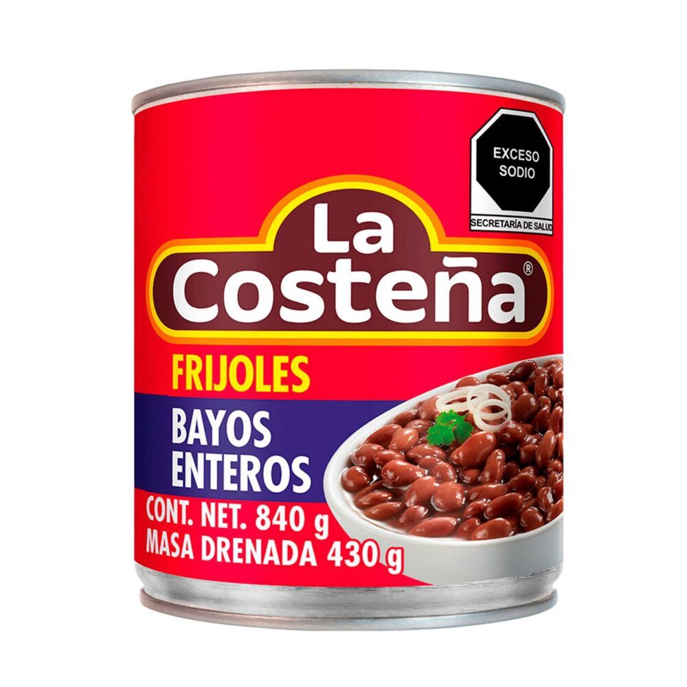 Fasola bayos gotowana w całości, marki La costena 840g, w zalewie z oleju, przypraw i pomidorów